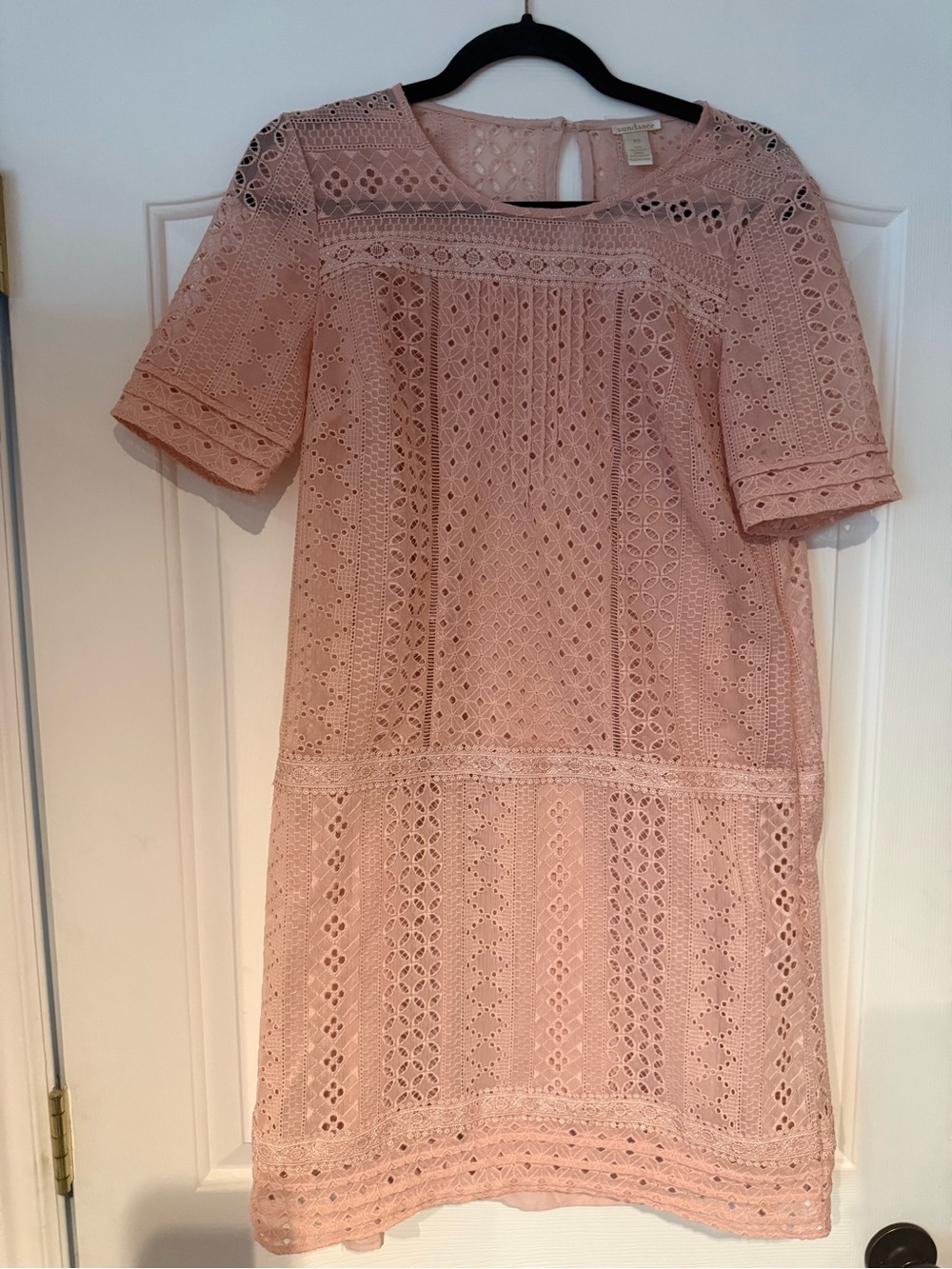 Sundance Blush Eyelet Lace Midi Dress